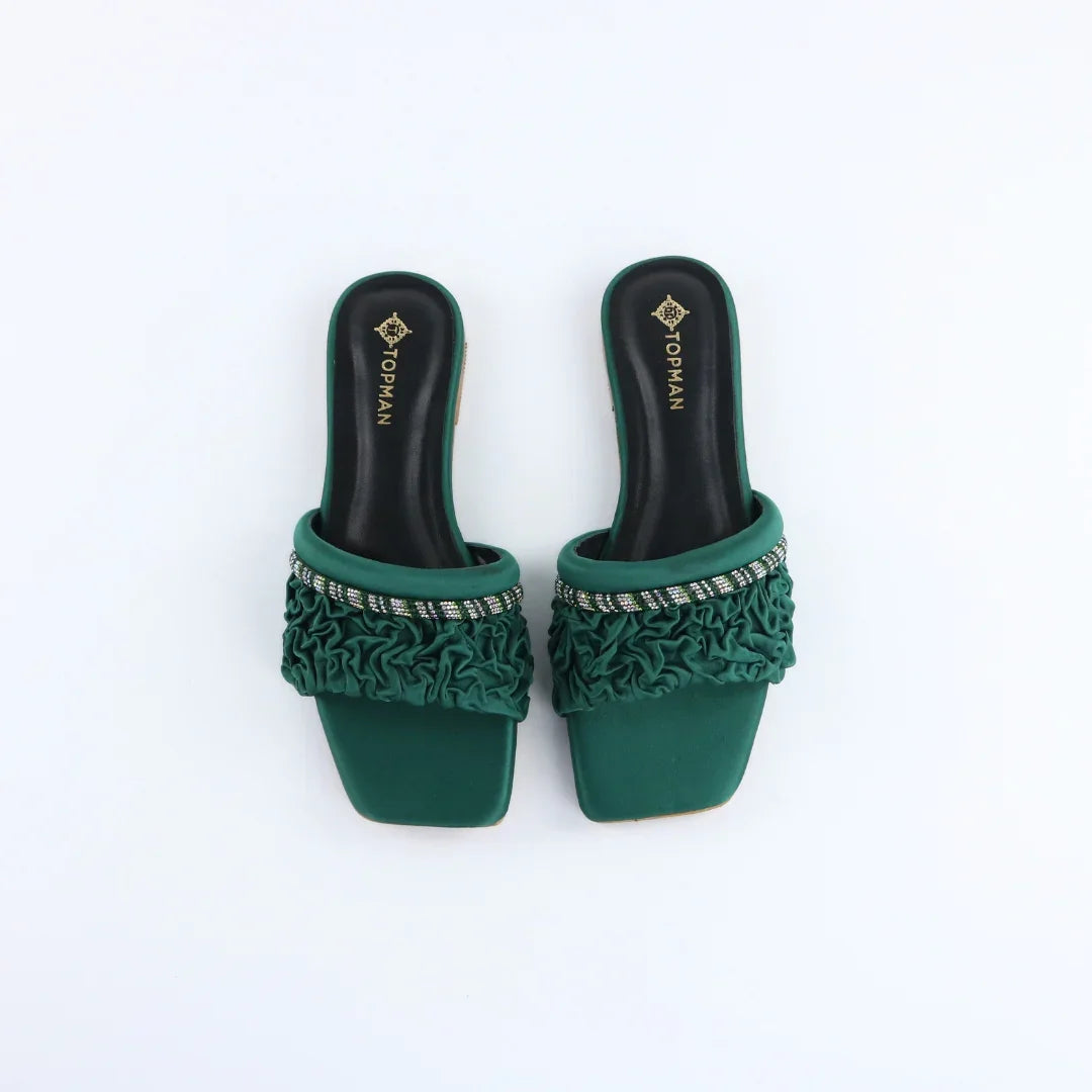 Green Ruffle Sliders-F010