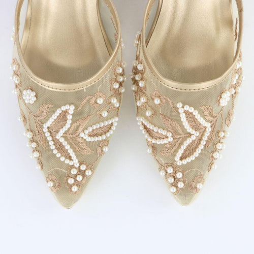 Embroidered Pearl Heels