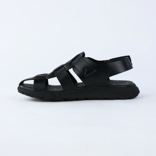 Black sandal on a light gray background-topmanshoes