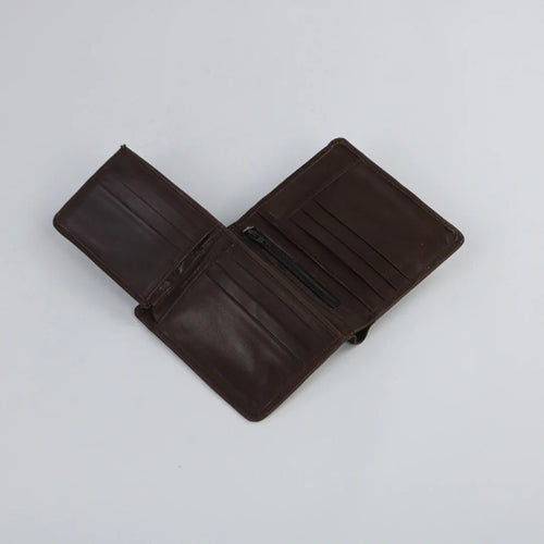Dark Brown Leather Wallet-W019