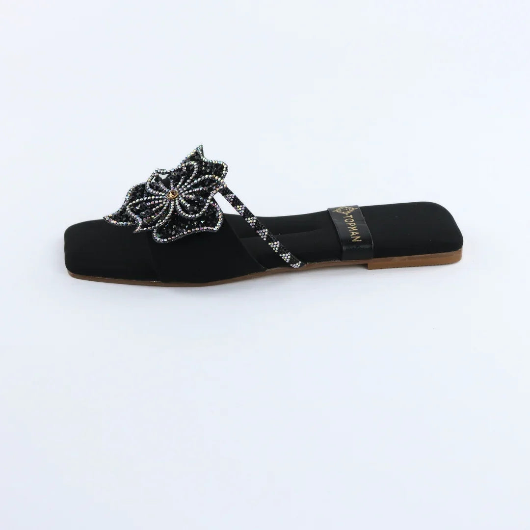 Black Beaded Crystal-F013