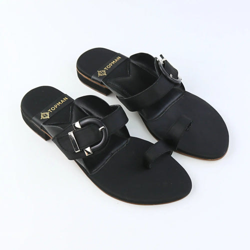 Buckle Black Flats