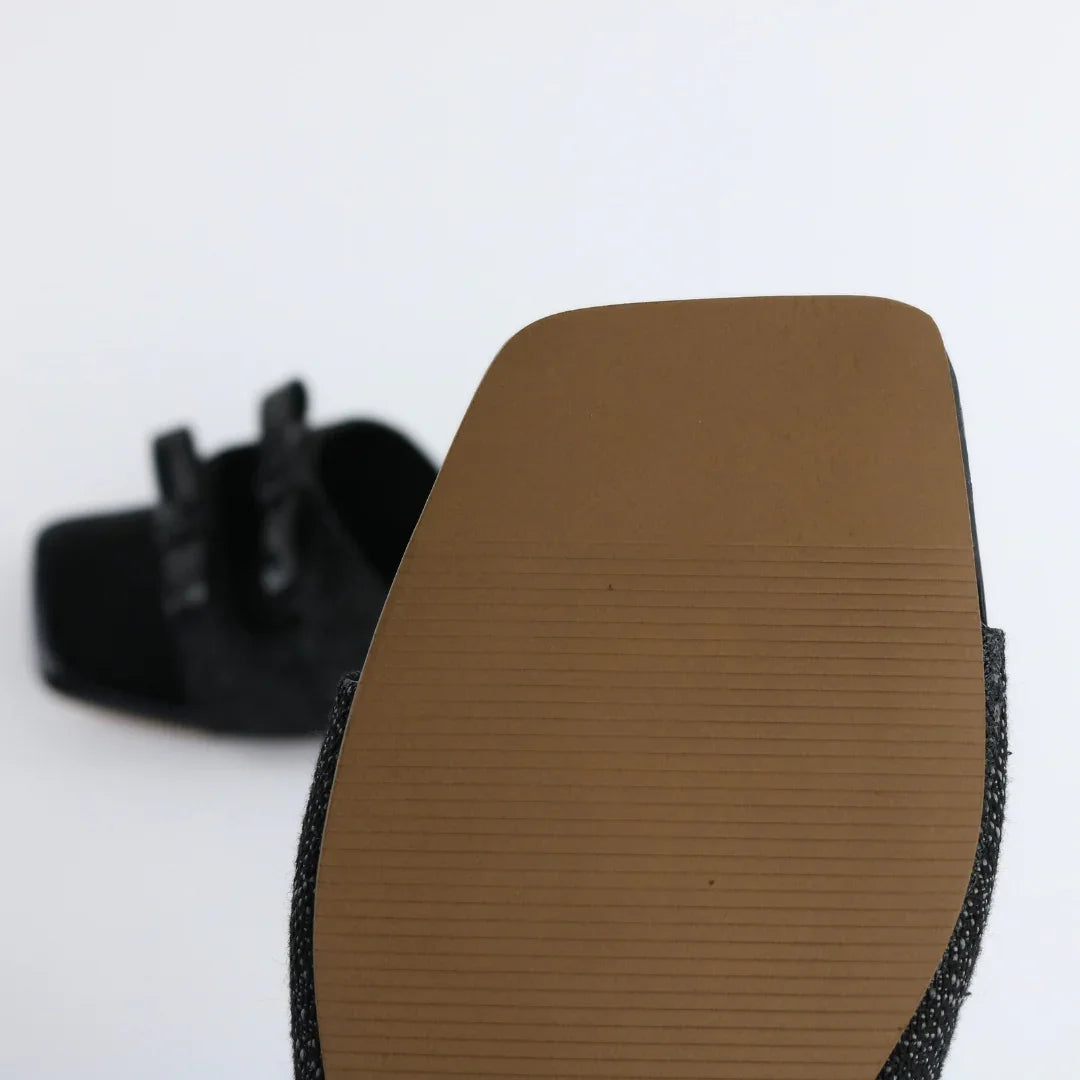 Black Dual Strap Slip-On-F009