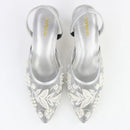 Silver Embroidered Heels