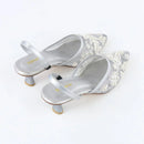 Silver Embroidered Heels
