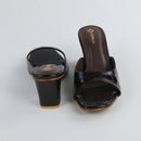 Women’s glossy dark brown Heels-H001