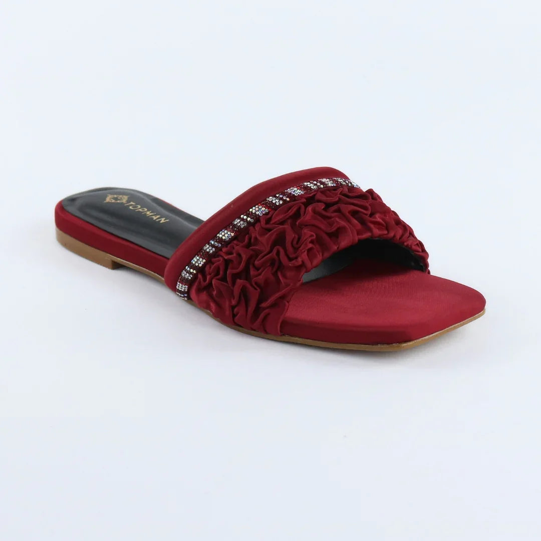 Red Ruffle Sliders-F011