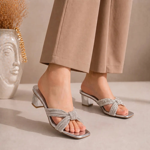 Royal Weave Heels – Silver