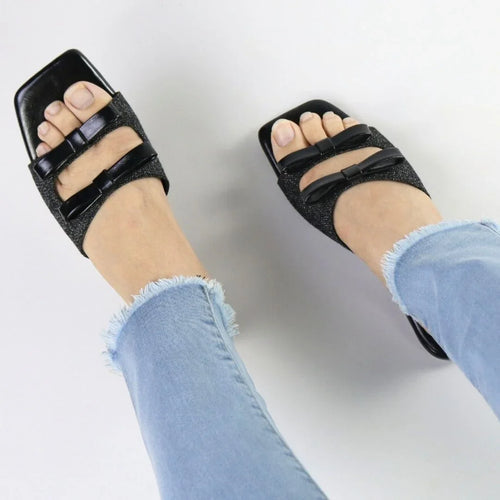 Black Dual Strap Slip-On