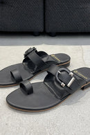 Buckle Black Flats