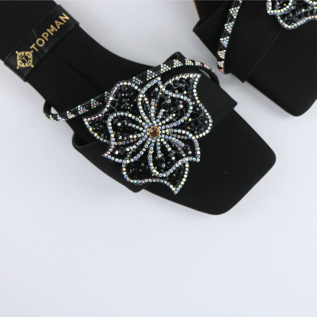 Black Beaded Crystal